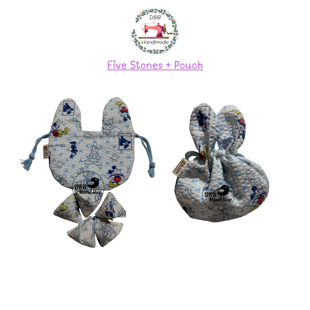Ready To Play - Many Fabric Designs - Traditional Five Stones Games with Keeping Pouch Set