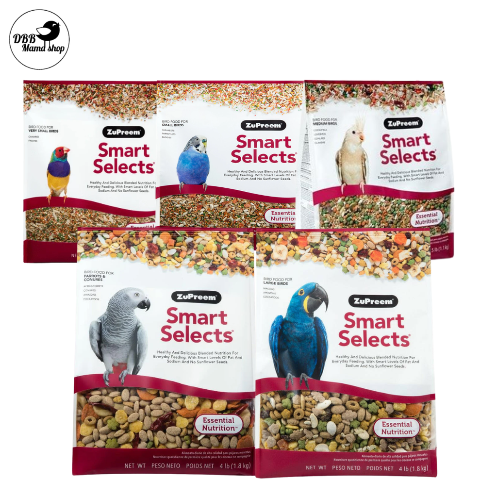 ZuPreem Smart Selects Bird Food for Medium Birds – Cockatiel, Lovebird, Conure, Quaker (2lb/ 2.5lb /4lb)