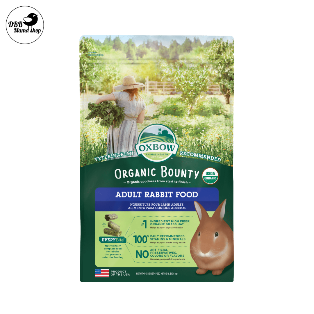 Oxbow Organic Bounty Adult Rabbit Food | Certified Organic • Timothy‑Based • High Fiber • Complete Nutrition