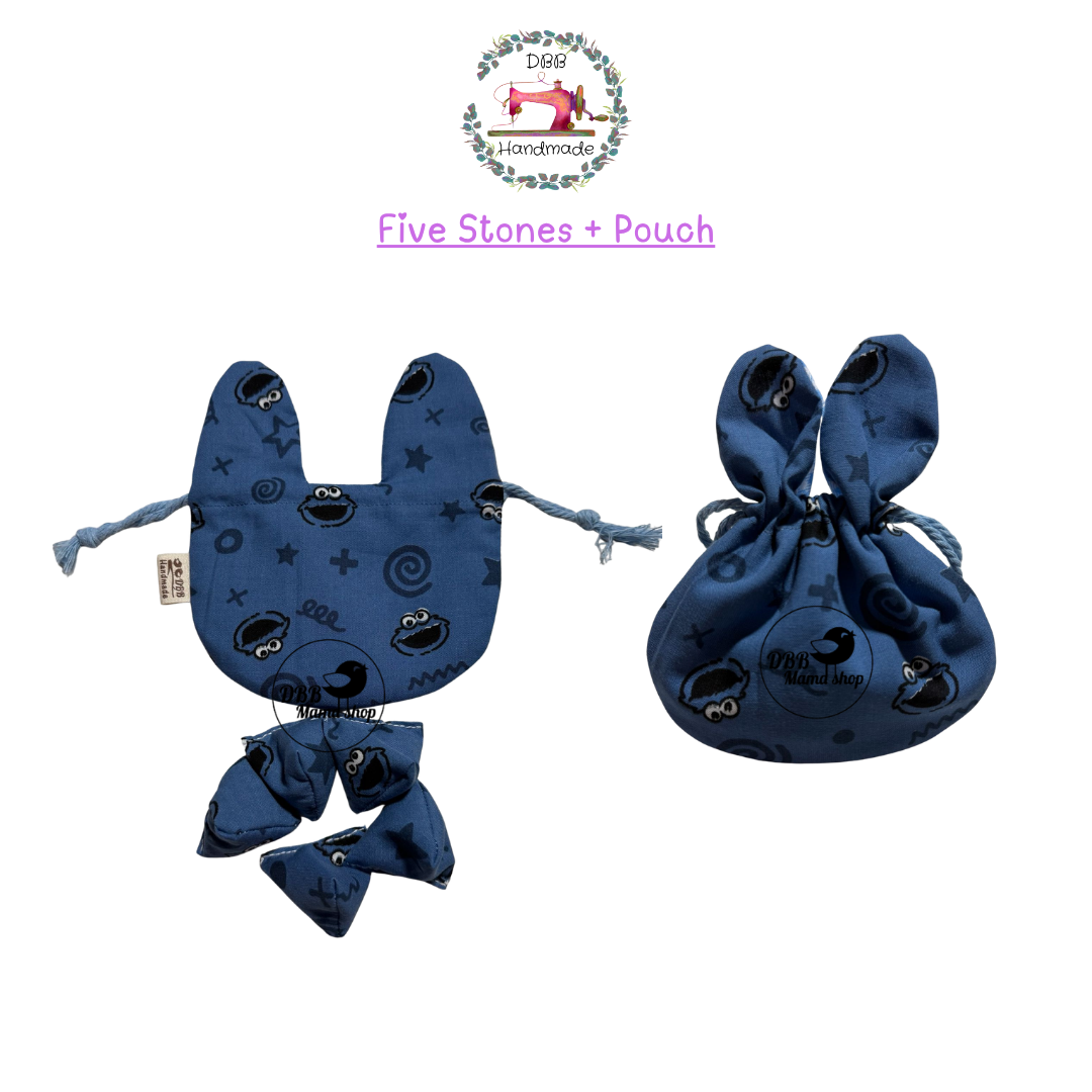 Ready To Play - Many Fabric Designs - Traditional Five Stones Games with Keeping Pouch Set