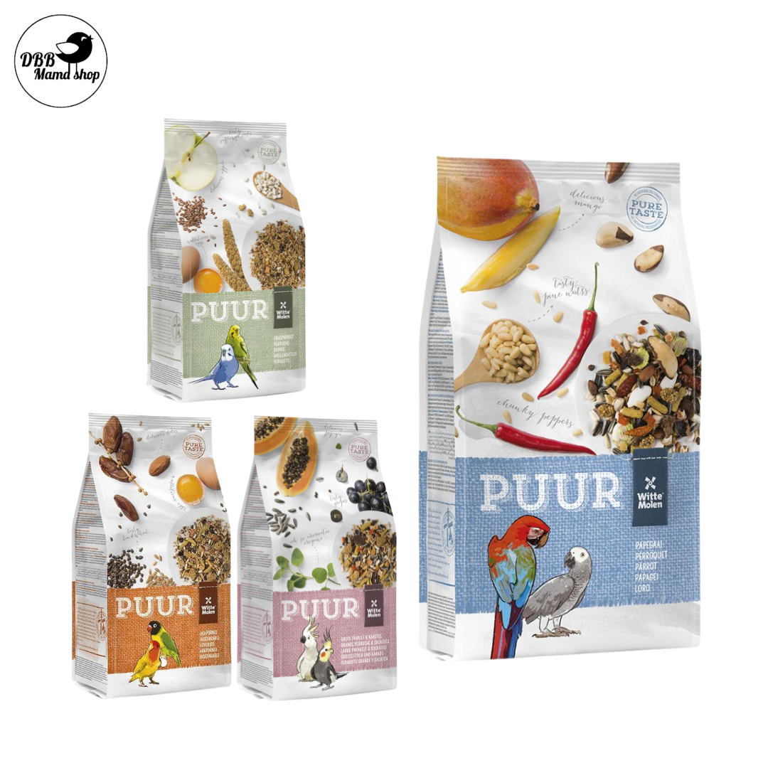 Witte Molen Puur Budgie / Lovebird / Large Parakeet - Cockatiel / Parrot Macaw Bird Food 750g / 2kg