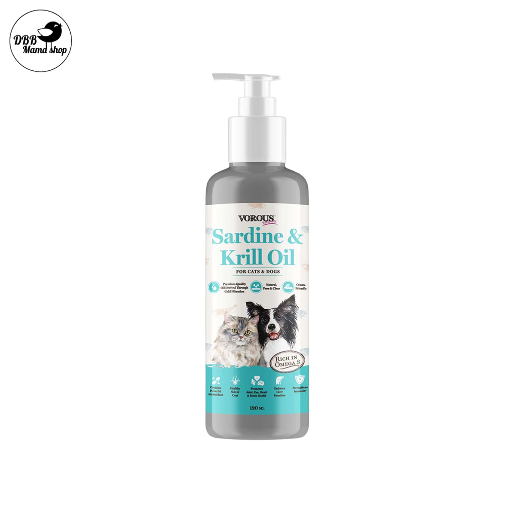 Vorus Wellness Sardine Krill / Egg Yolk /Salmon Oil 120ml For Cat and Dogs Health Supplement
