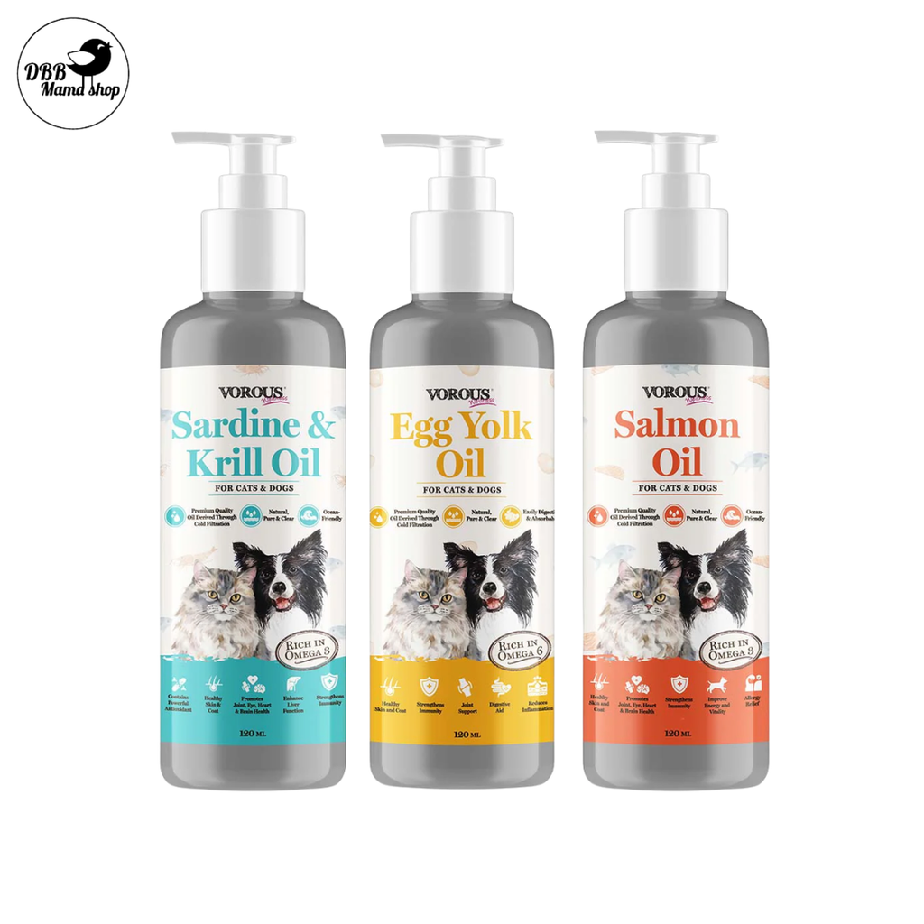 Vorus Wellness Sardine Krill / Egg Yolk /Salmon Oil 120ml For Cat and Dogs Health Supplement
