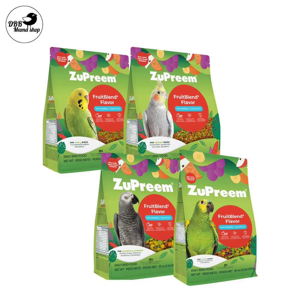 Zupreem Fruit Blend Small Medium Large Budgie Cockatiel African Grey Macaw Parrot Bird Food 2lb / 3.5lb
