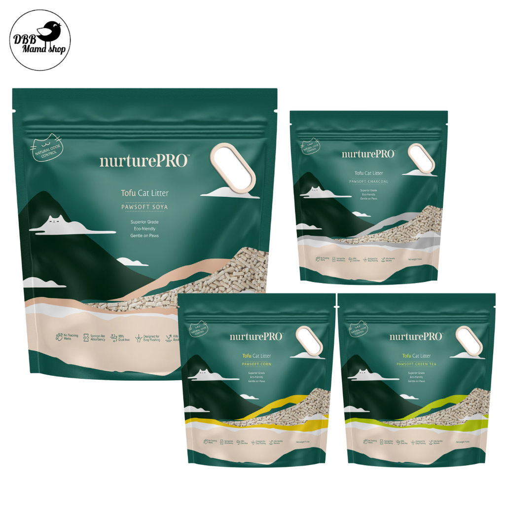 Nurture Pro Pawsoft Tofu Cat Litter 7L Soy / Corn / Green Tea / Charcoal — Ultra Odour Control, Fast Clumping, 100% Natural