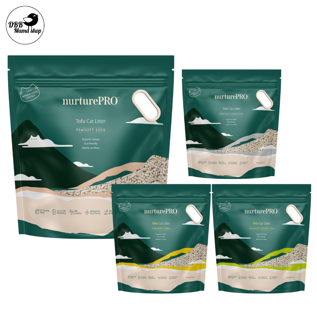 Nurture Pro Pawsoft Tofu Cat Litter 7L Soy / Corn / Green Tea / Charcoal — Ultra Odour Control, Fast Clumping, 100% Natural