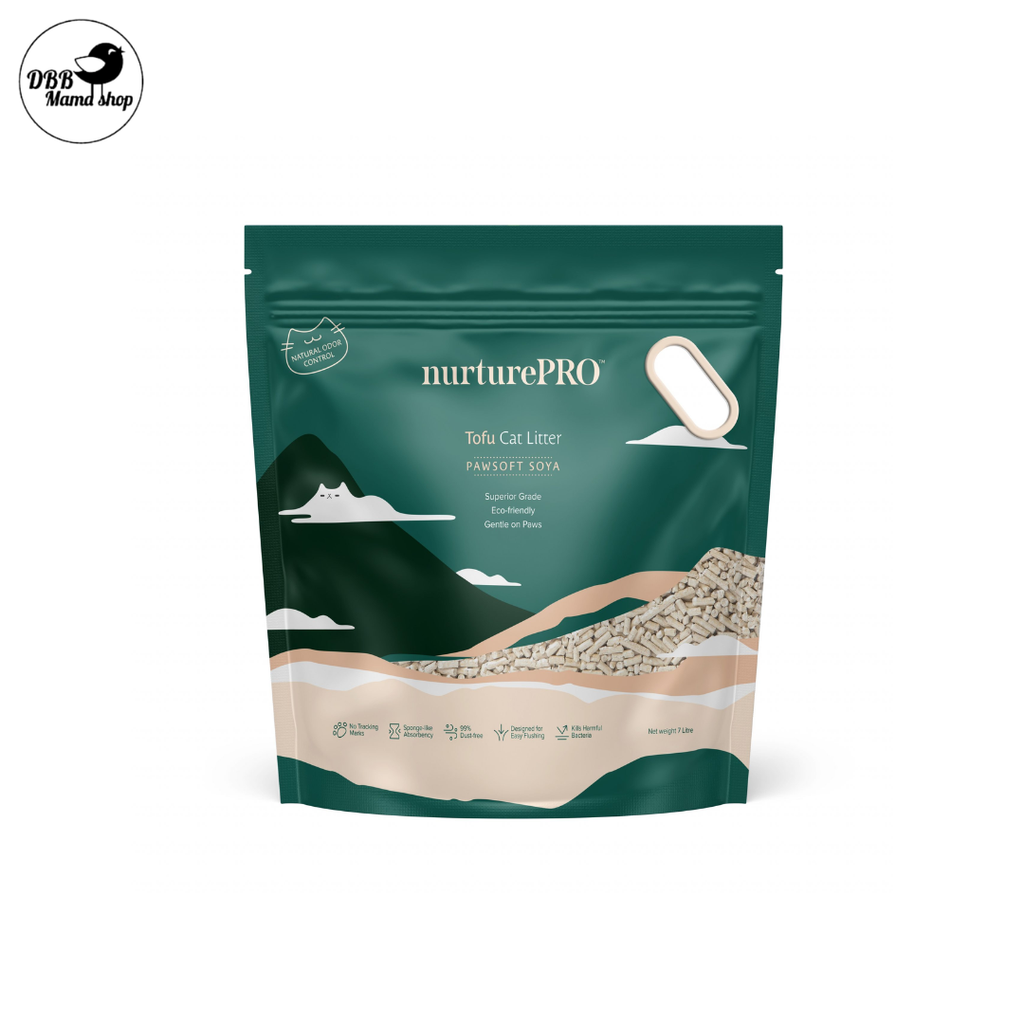 Nurture Pro Pawsoft Tofu Cat Litter 7L Soy / Corn / Green Tea / Charcoal — Ultra Odour Control, Fast Clumping, 100% Natural