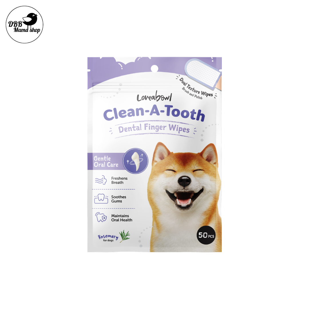 Loveabowl Clean-A-Tooth Dental Cleaning Wipes Cats & Dogs 50pcs Freshens Breath Soothes Gums Oral Care
