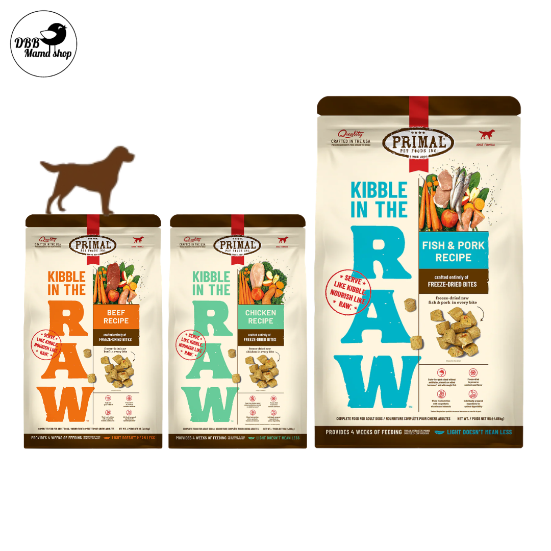 Primal Kibble in the Raw Freeze-Dried Dog Food 1.5lb Organic Fruits & Vegetables, Whole Foods Nutrition, Skin & Coat