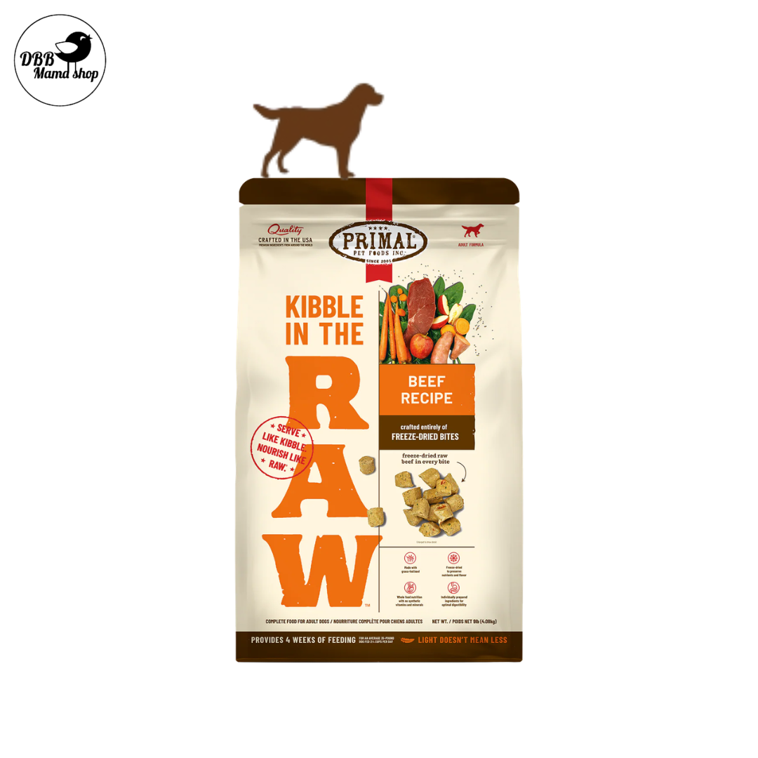 Primal Kibble in the Raw Freeze-Dried Dog Food 1.5lb Organic Fruits & Vegetables, Whole Foods Nutrition, Skin & Coat