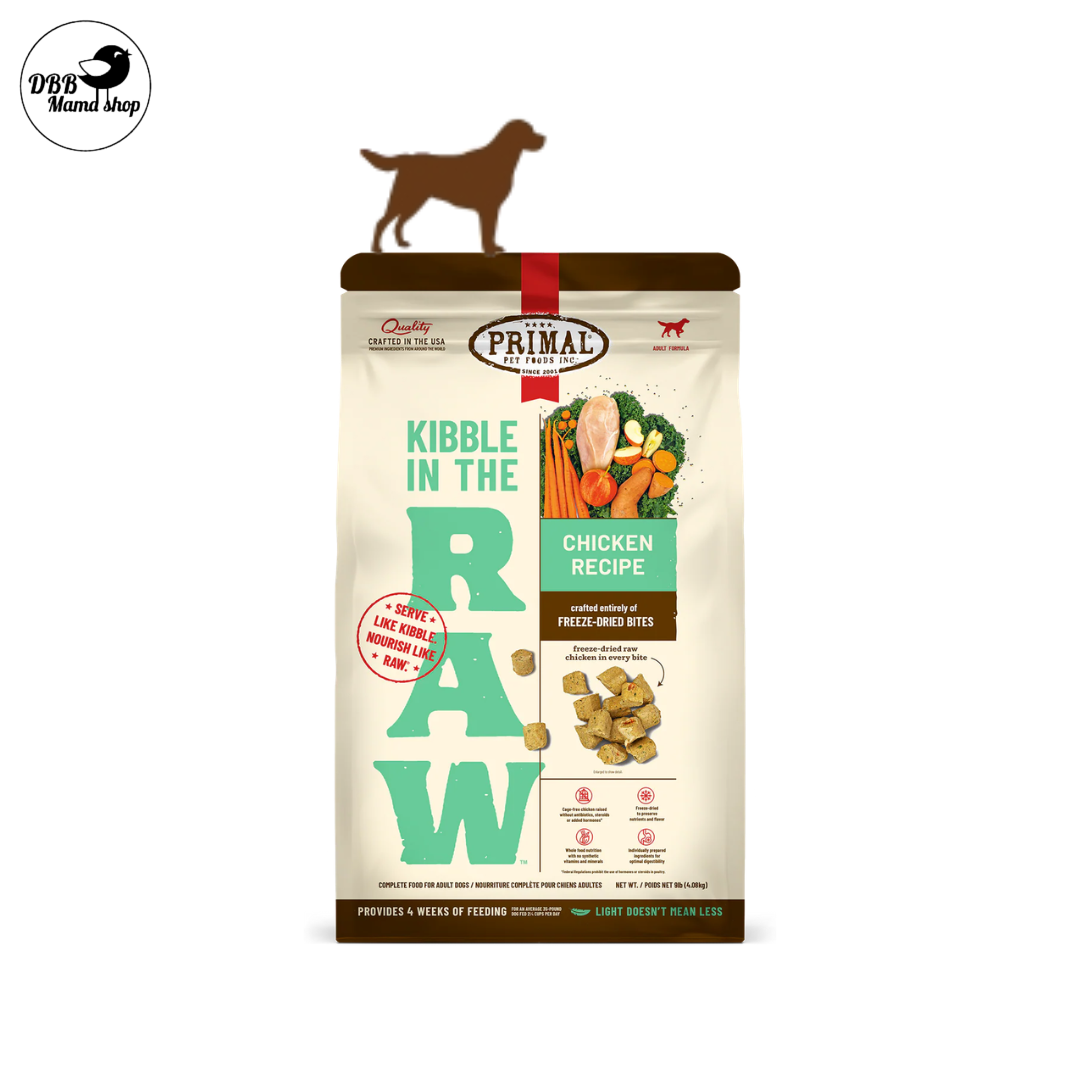 Primal Kibble in the Raw Freeze-Dried Dog Food 1.5lb Organic Fruits & Vegetables, Whole Foods Nutrition, Skin & Coat