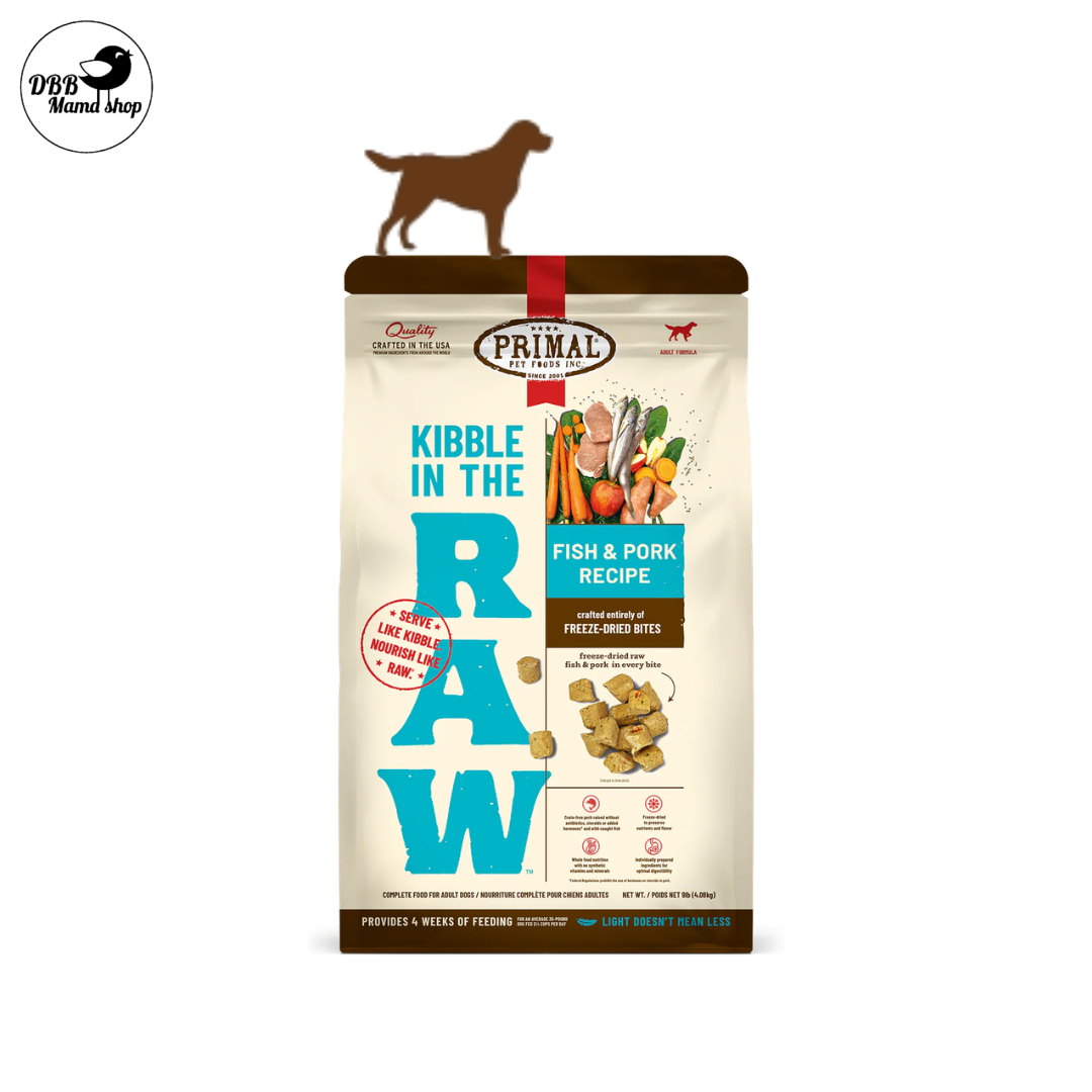 Primal Kibble in the Raw Freeze-Dried Dog Food 1.5lb Organic Fruits & Vegetables, Whole Foods Nutrition, Skin & Coat