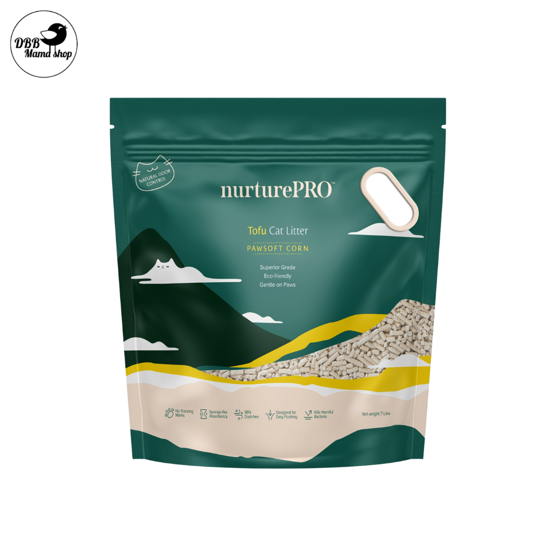 Nurture Pro Pawsoft Tofu Cat Litter 7L Soy / Corn / Green Tea / Charcoal — Ultra Odour Control, Fast Clumping, 100% Natural