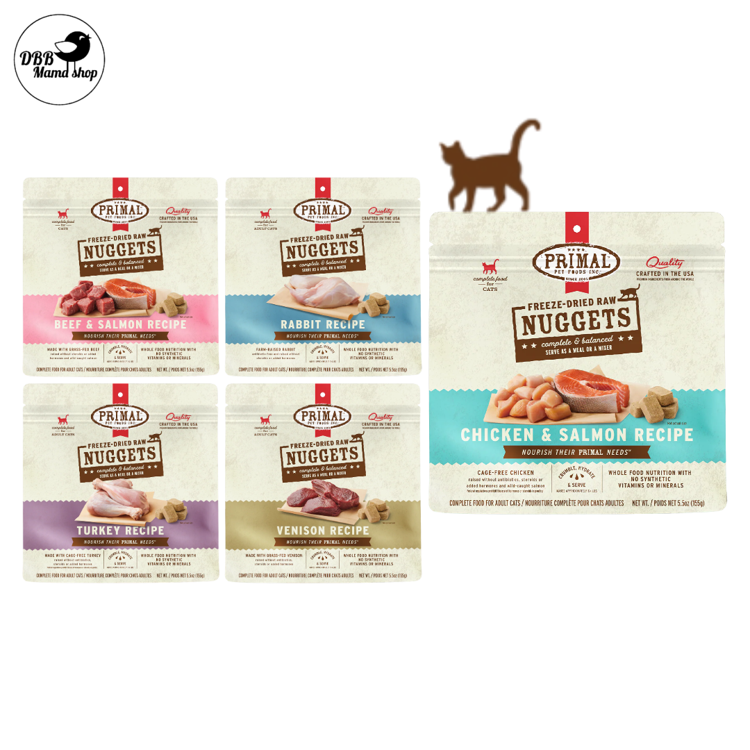 Primal Freeze-Dried Raw Nuggets Cat Food 14oz Grain Free Organic, Fruits & Vegetables, Whole Foods Nutrition