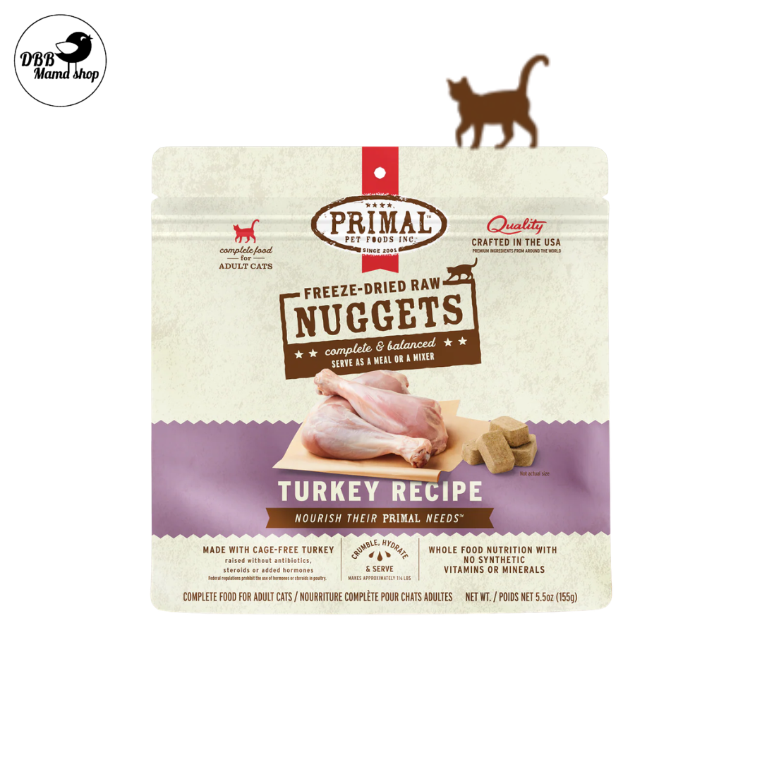 Primal Freeze-Dried Raw Nuggets Cat Food 14oz Grain Free Organic, Fruits & Vegetables, Whole Foods Nutrition