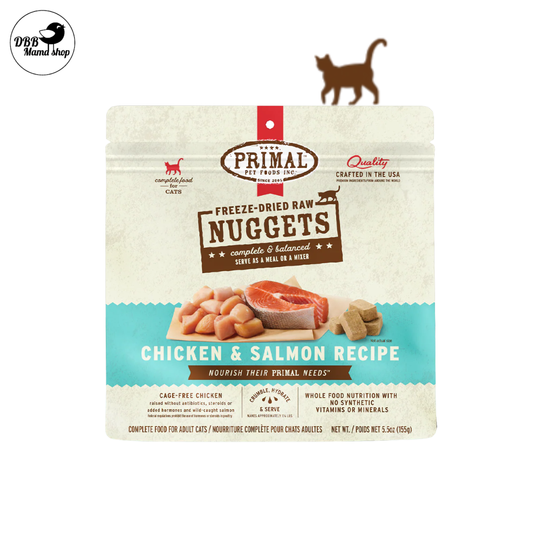 Primal Freeze-Dried Raw Nuggets Cat Food 14oz Grain Free Organic, Fruits & Vegetables, Whole Foods Nutrition