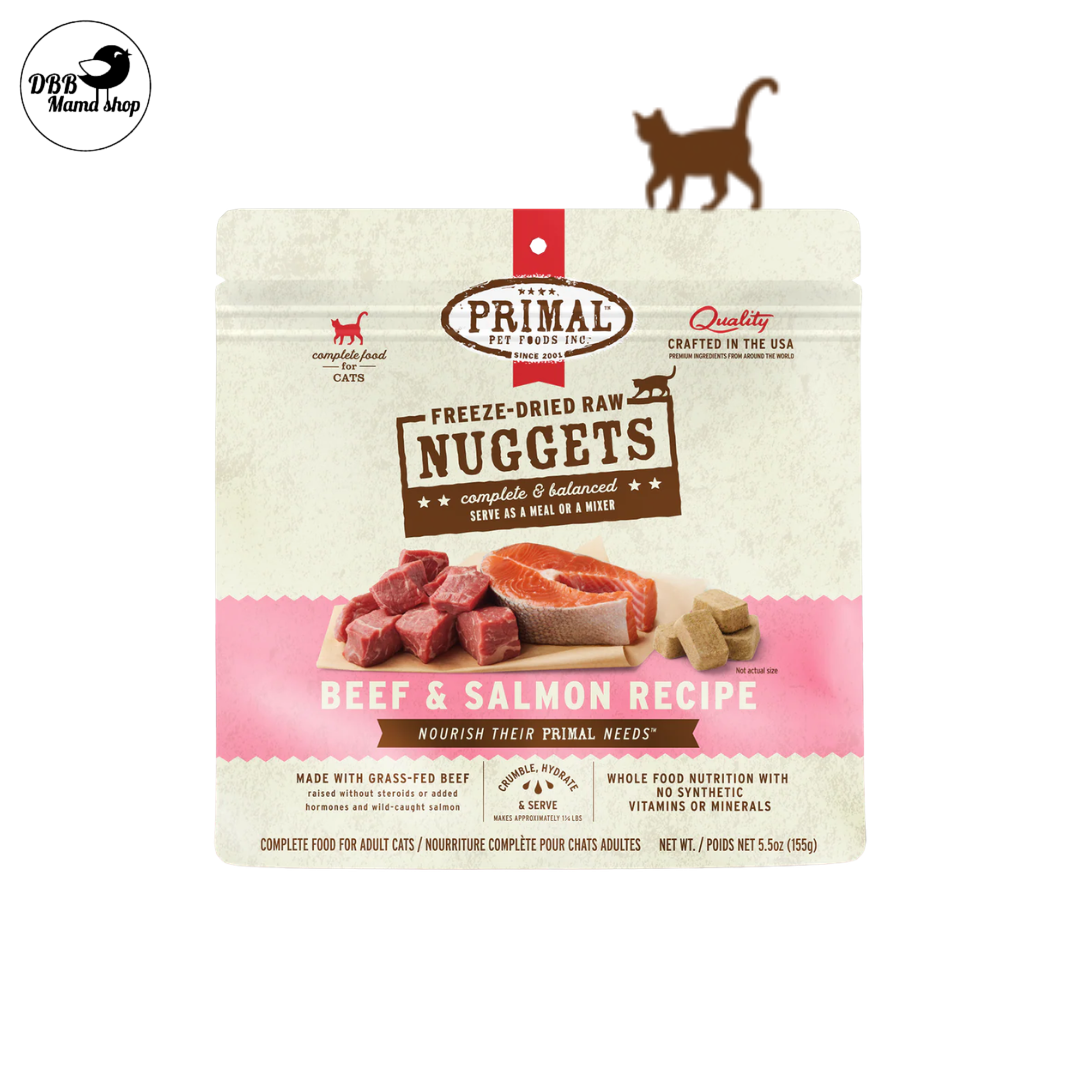 Primal Freeze-Dried Raw Nuggets Cat Food 14oz Grain Free Organic, Fruits & Vegetables, Whole Foods Nutrition