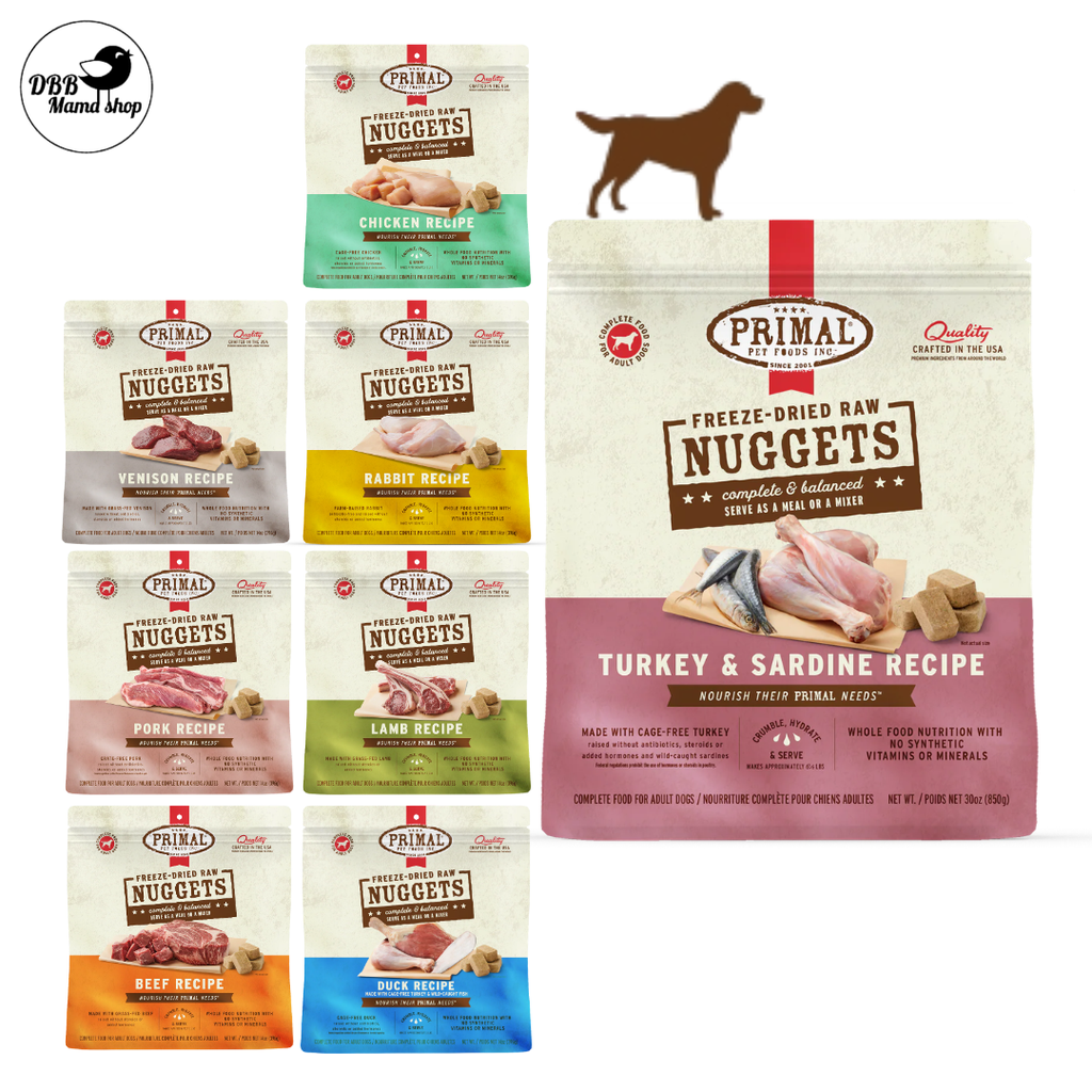 Primal Freeze Dried Raw Nuggets Dog Food 14oz Grain Free, Organic Fruits & Vegetables, Whole Foods Nutrition