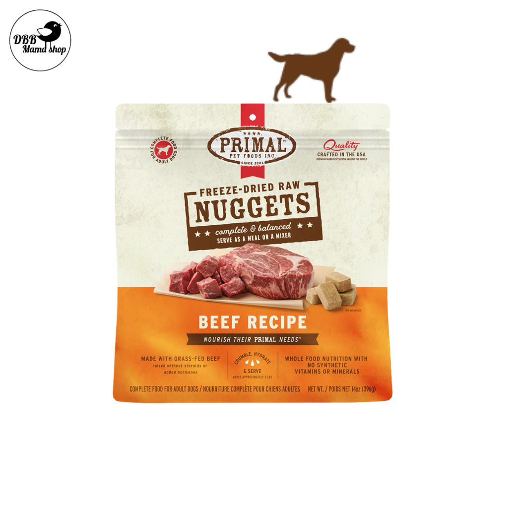 Primal Freeze Dried Raw Nuggets Dog Food 14oz Grain Free, Organic Fruits & Vegetables, Whole Foods Nutrition