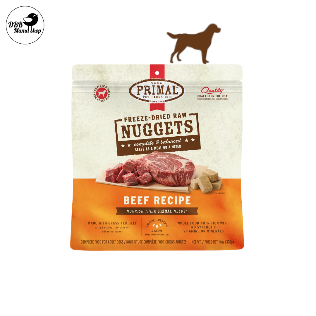 Primal Freeze Dried Raw Nuggets Dog Food 14oz Grain Free, Organic Fruits & Vegetables, Whole Foods Nutrition