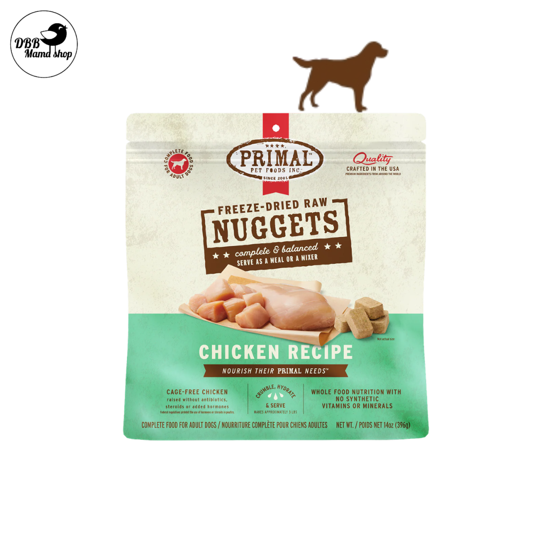 Primal Freeze Dried Raw Nuggets Dog Food 14oz Grain Free, Organic Fruits & Vegetables, Whole Foods Nutrition