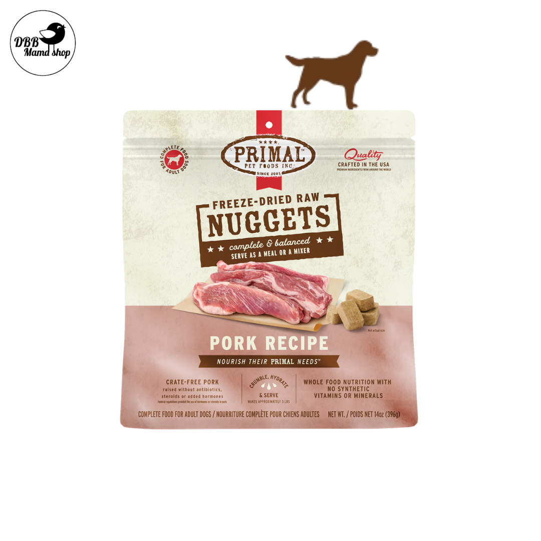 Primal Freeze Dried Raw Nuggets Dog Food 14oz Grain Free, Organic Fruits & Vegetables, Whole Foods Nutrition