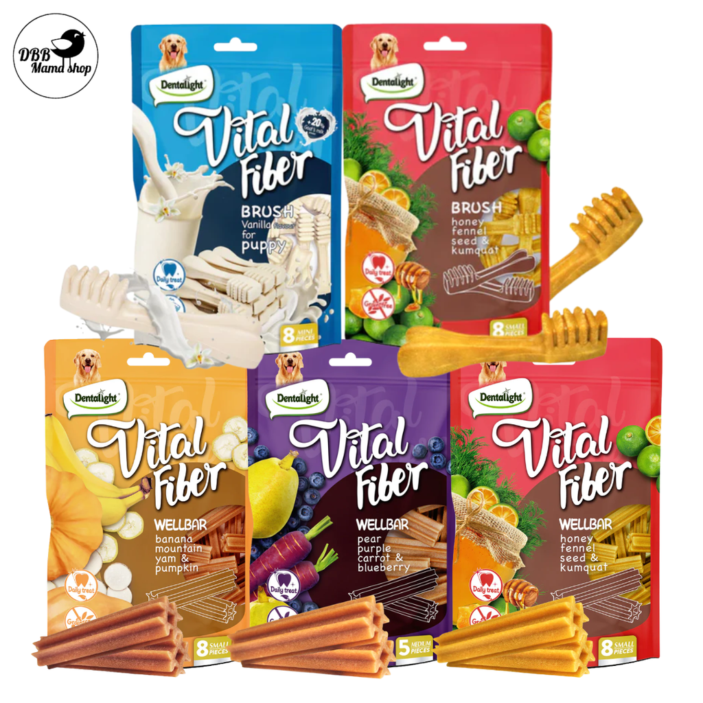 Dentalight Vital Fiber Wellbar / Dental Brush Dog Chew Treats 80g