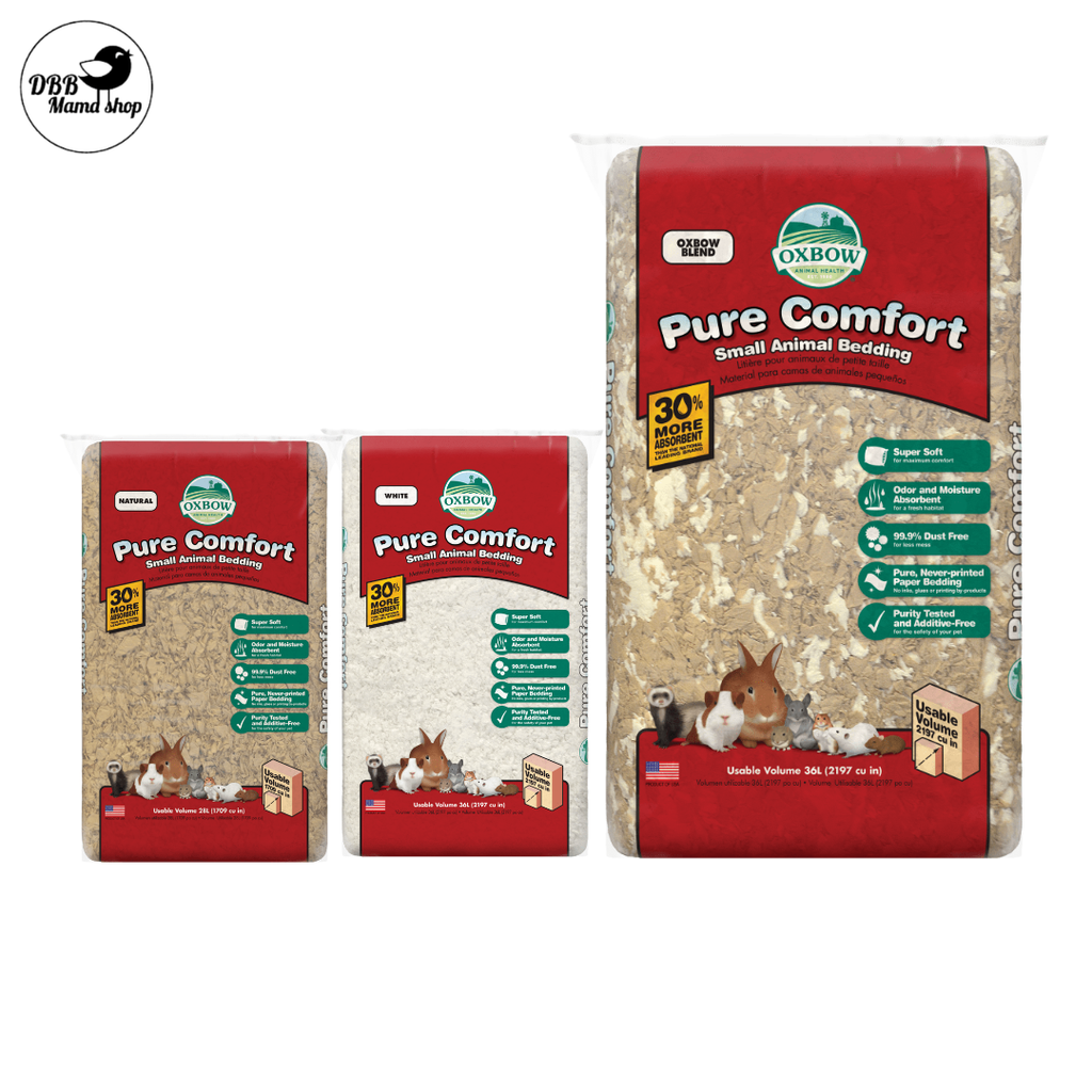 Oxbow Pure Comfort Paper Bedding | Ultra Soft • Dust‑Free • High Absorbency • Safe for Small Pets Natural White Blend