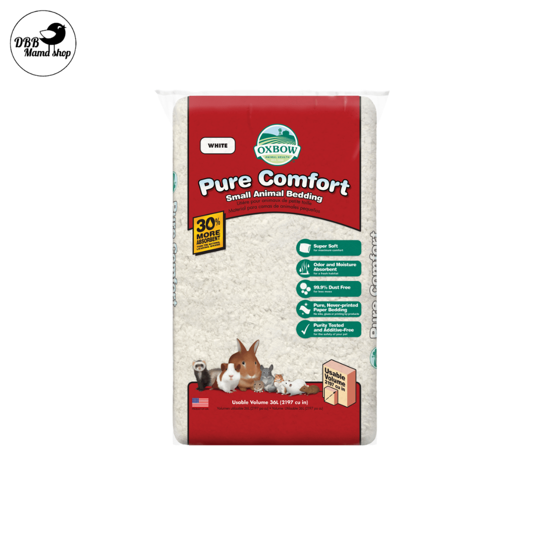Oxbow Pure Comfort Paper Bedding | Ultra Soft • Dust‑Free • High Absorbency • Safe for Small Pets Natural White Blend