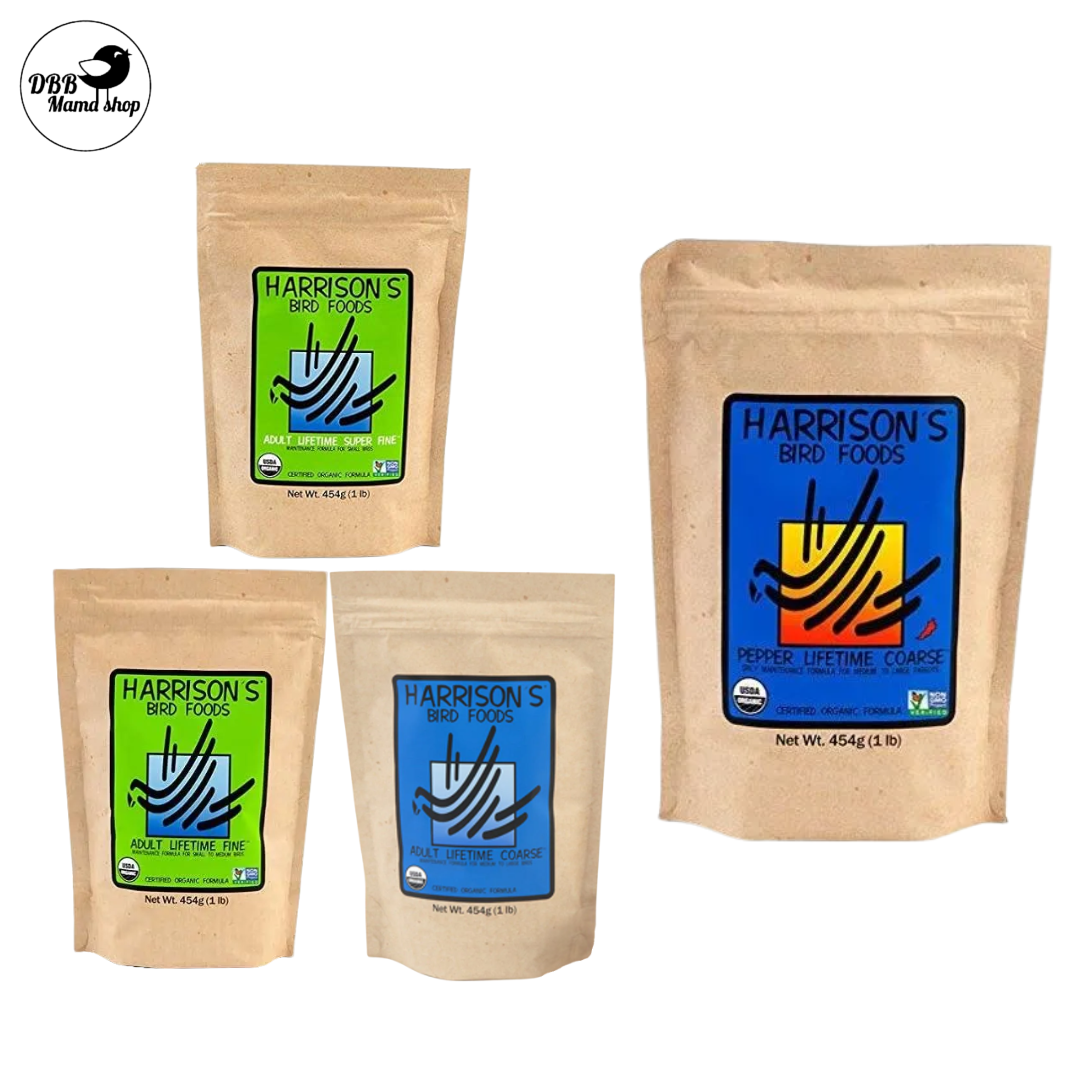 Harrison's Organic Bird Food Adult Lifetime Super Fine / Fine / Coarse / Pepper Coarse Bird Food 1lb / 5lb