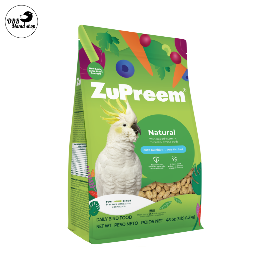 Zupreem Natural Small 2.25lb Medium 2.5lb Large Parrot 3lb Cockatoo Macaw 3lb Bird Food