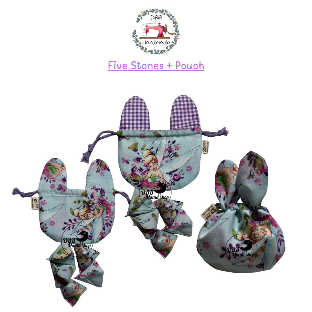 Ready To Play - Many Fabric Designs - Traditional Five Stones Games with Keeping Pouch Set