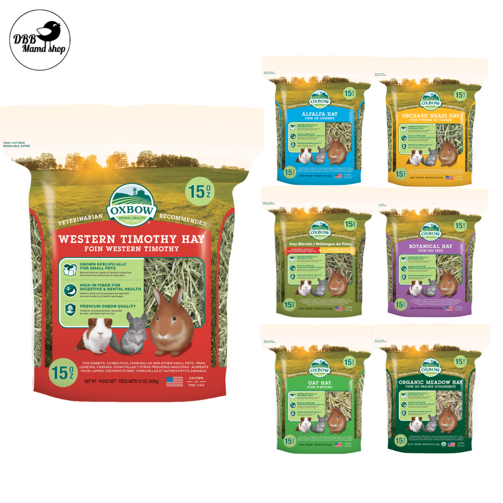 [15oz] Oxbow Hay | Orchard Grass / Alfalfa / Organic Meadow | High Fiber Daily Hay for Rabbits, Guinea Pigs & Chinchillas
