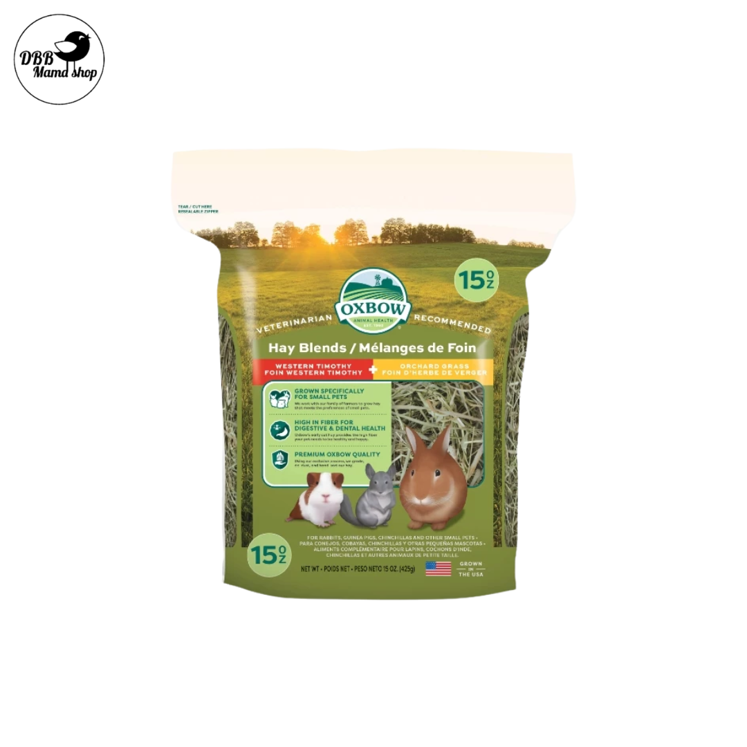 [15oz] Oxbow Hay | Orchard Grass / Alfalfa / Organic Meadow | High Fiber Daily Hay for Rabbits, Guinea Pigs & Chinchillas