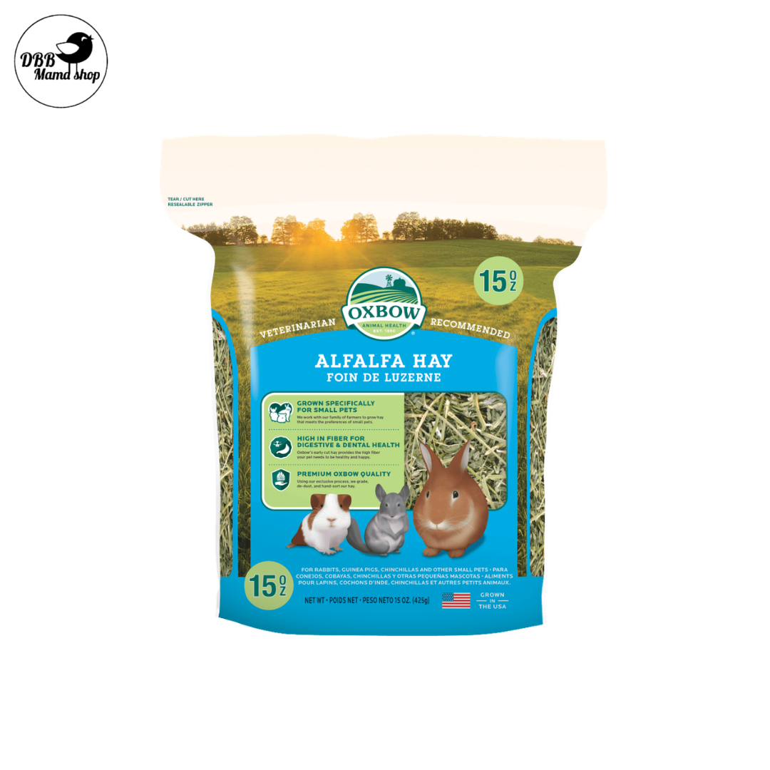 [15oz] Oxbow Hay | Orchard Grass / Alfalfa / Organic Meadow | High Fiber Daily Hay for Rabbits, Guinea Pigs & Chinchillas