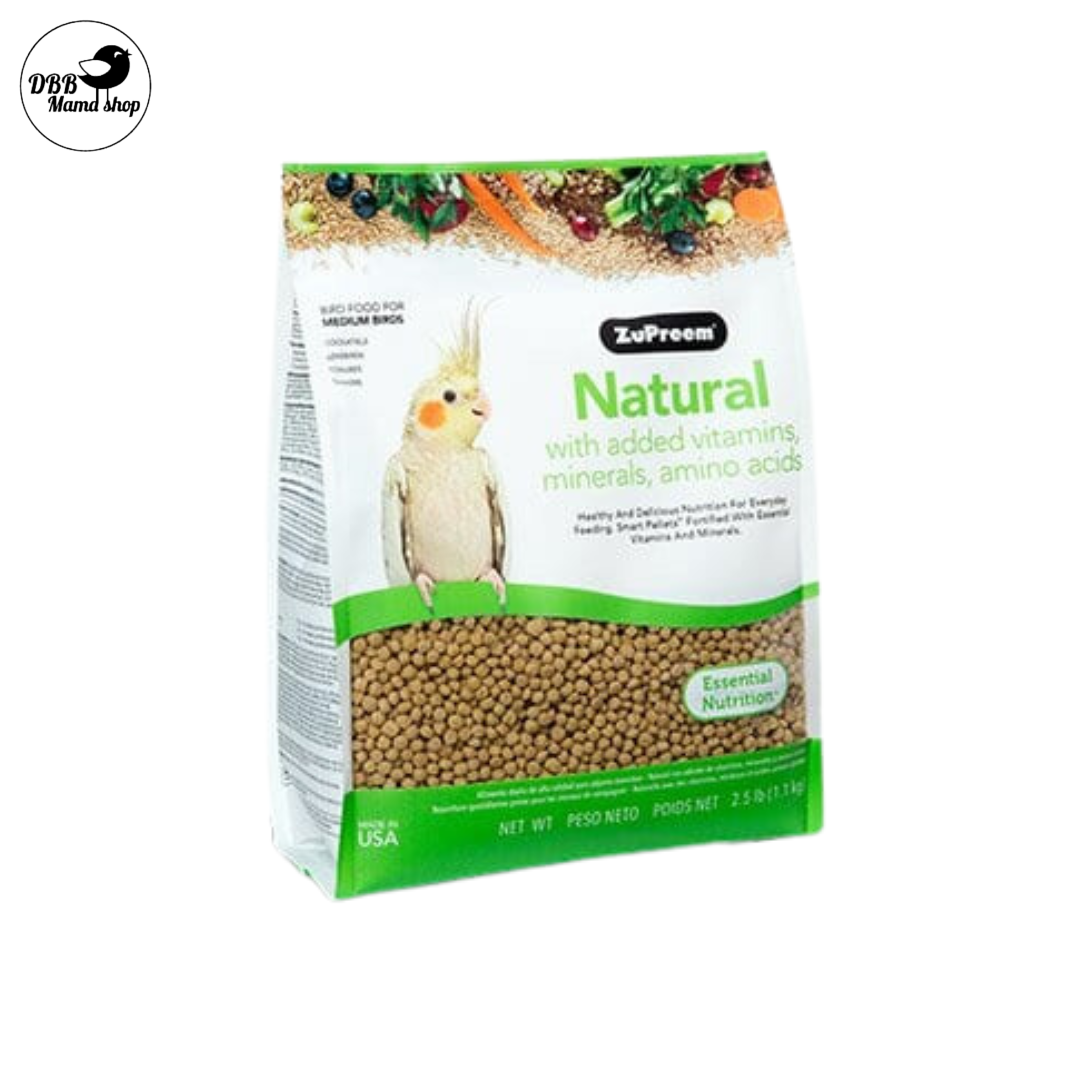 Zupreem Natural Small 2.25lb Medium 2.5lb Large Parrot 3lb Cockatoo Macaw 3lb Bird Food