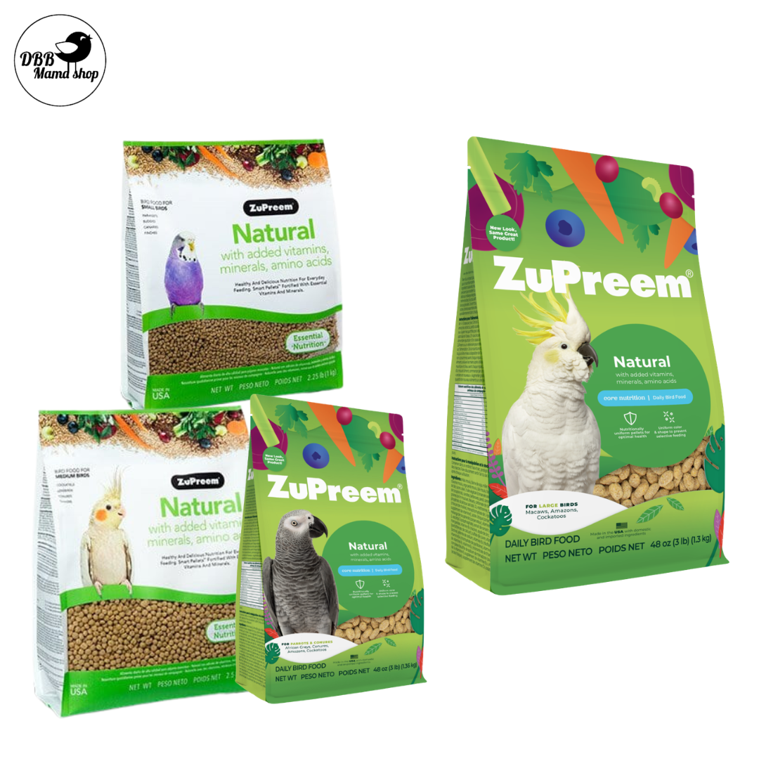 Zupreem Natural Small 2.25lb Medium 2.5lb Large Parrot 3lb Cockatoo Macaw 3lb Bird Food