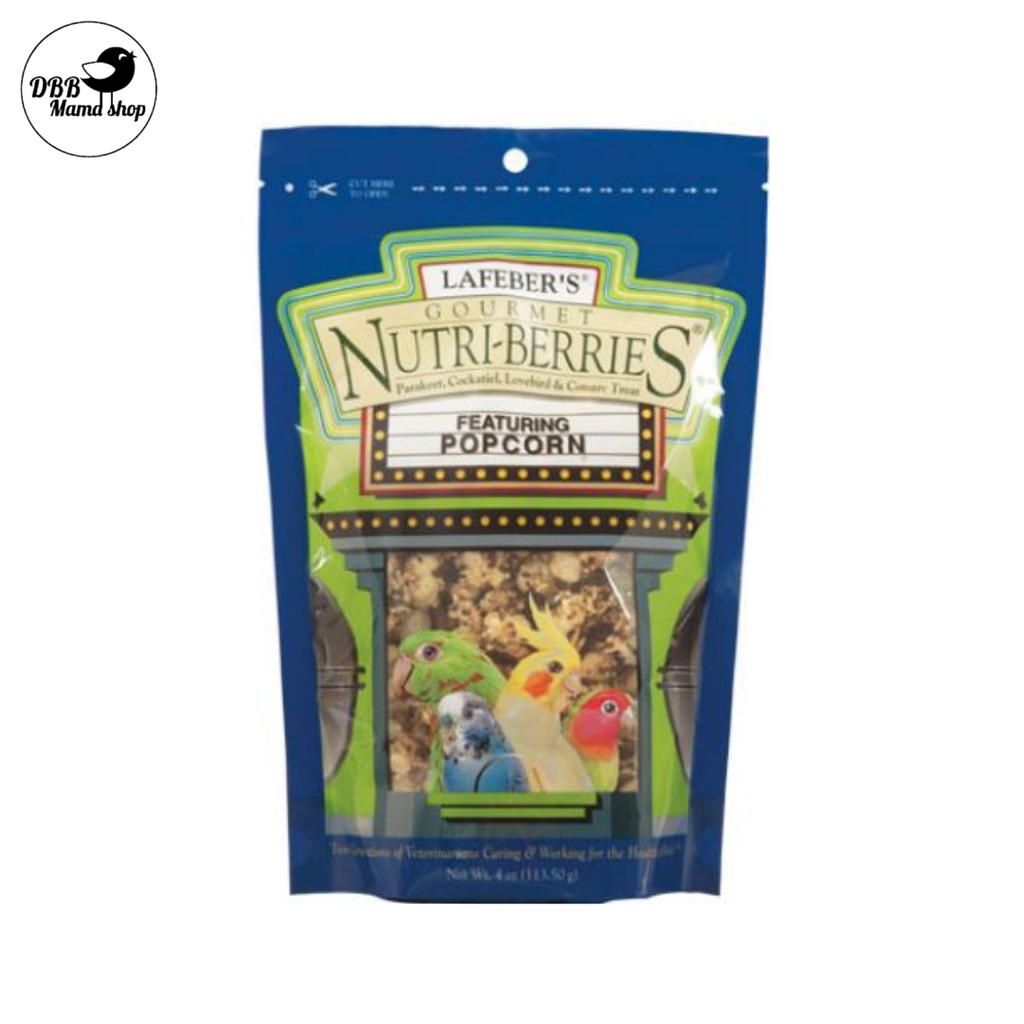 Lafeber Nutri-Berries Popcorn Treats 4oz Small Birds Parrots Bird Food