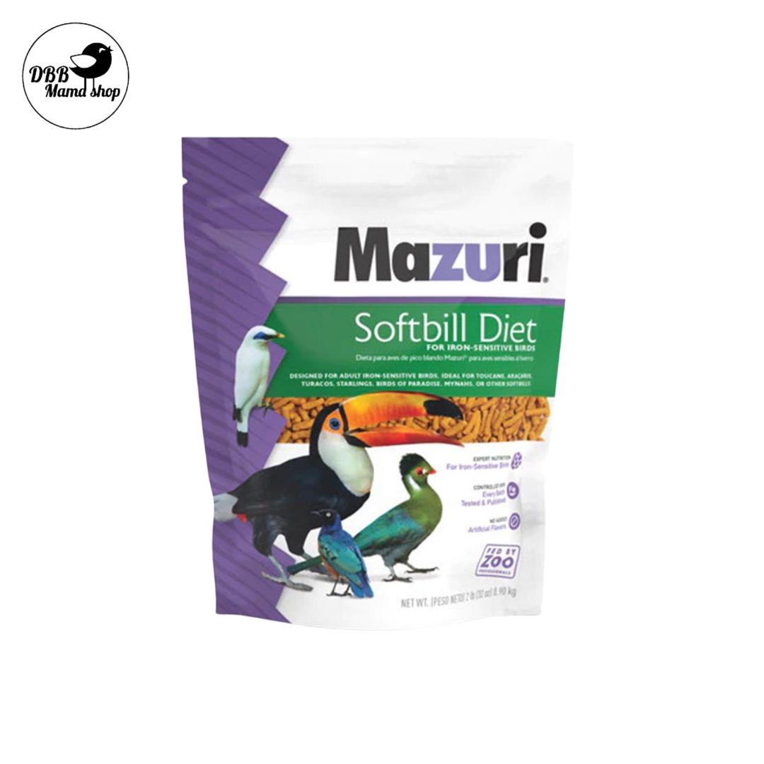 Mazuri Softbill Diet 2lb / 15lb for Iron Sensitive Birds Bird Food