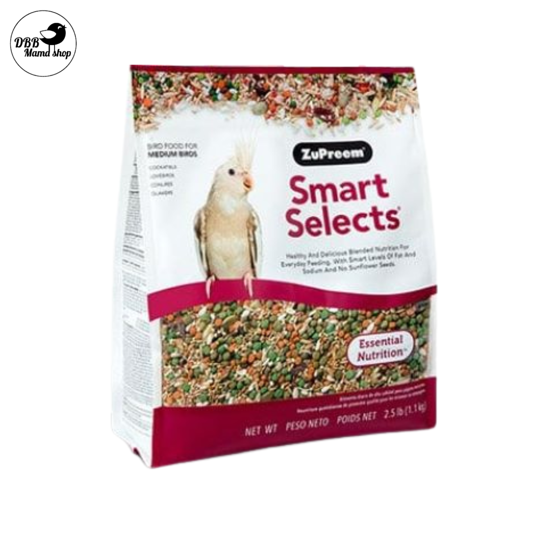 ZuPreem Smart Selects Bird Food for Medium Birds – Cockatiel, Lovebird, Conure, Quaker (2lb/ 2.5lb /4lb)